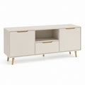Credenza da sala da pranzo beige in MDF e legno massello rettangolare 160 x 40 x 80 cm