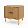 Comodino 2 cassetti in MDF impiallacciato rovere naturale rettangolare 60 x 40 x 60 cm