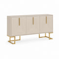 Credenza 3 Ante Beige in MDF e Acciaio Dorato 160 x 40 x 85 cm