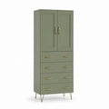 Mobile contenitore alto verde salvia in MDF con 2 ante e 4 cassetti 80 x 40 x 180 cm