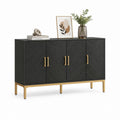 Credenza 4 ante nera in MDF con finitura melaminica e gambe in acciaio 120 x 40 x 80 cm