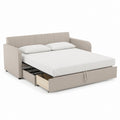 Divano letto matrimoniale beige in poliestere con cassetto contenitore 160 x 200 cm