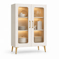 Vetrina da sala da pranzo bianca in MDF con vetro temperato rigato 90 x 40 x 160 cm