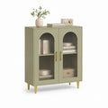 Credenza da sala da pranzo verde salvia in MDF con vetro temprato 90 x 40 x 100 cm