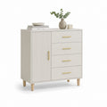 Credenza con 4 cassetti e anta scanalata beige in MDF 100 x 40 x 100 cm