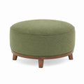 Pouf poggiapiedi rotondo verde in poliestere con base in legno massello 80 x 80 x 45 cm