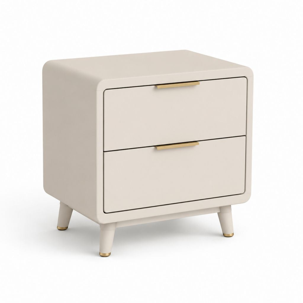 Comodino a 2 cassetti avorio in MDF rettangolare 50 x 40 x 55 cm