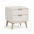Comodino 2 cassetti bianco in MDF e legno massello 50 x 40 x 55 cm