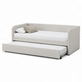 Divano letto estraibile rettangolare crema in poliestere con due reti 90 x 200 cm 210 x 100 x 85 cm