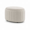 Pouf poggiapiedi rotondo beige in poliestere 60 x 60 x 40 cm