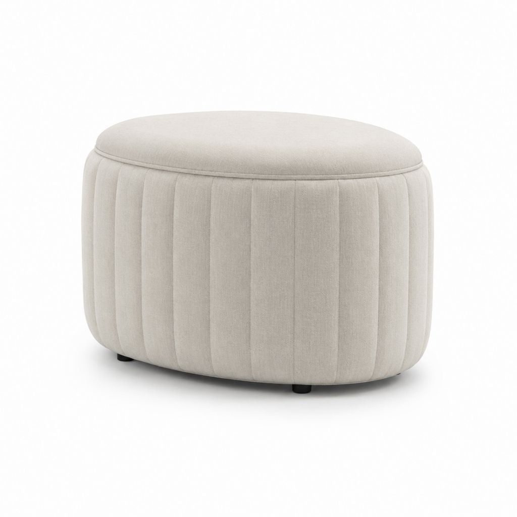 Pouf poggiapiedi rotondo beige in poliestere 60 x 60 x 40 cm