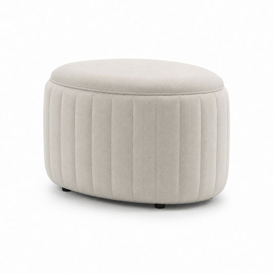 Pouf poggiapiedi rotondo beige in poliestere 60 x 60 x 40 cm