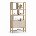 Libreria a giorno con mobile contenitore rovere naturale e beige 80 x 35 x 180 cm