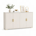 Credenza 4 ante bianco avorio in MDF con frontali scanalati 160 x 40 x 80 cm