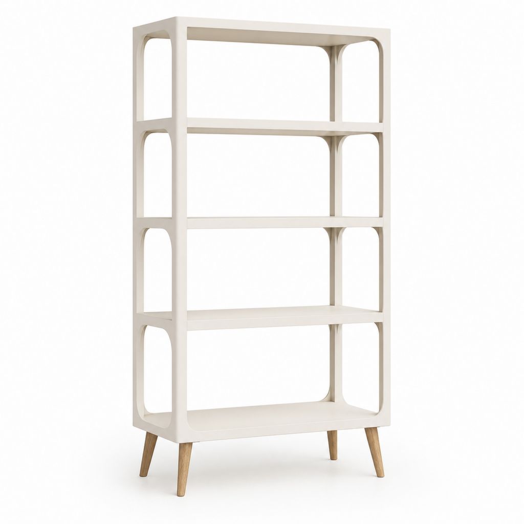 Libreria a 4 ripiani bianca in MDF rettangolare 80 x 35 x 180 cm