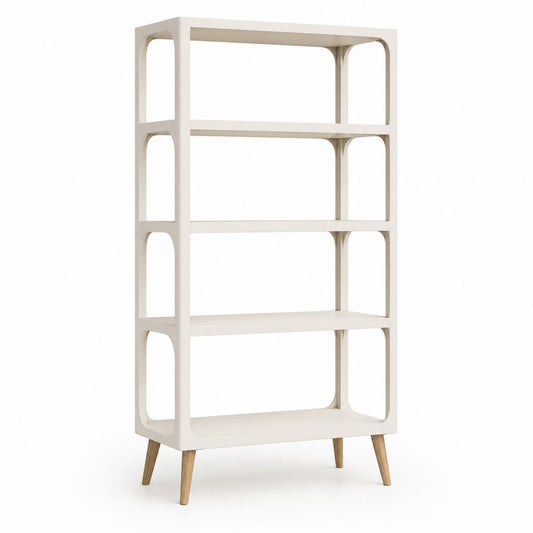 Libreria a 4 ripiani bianca in MDF rettangolare 80 x 35 x 180 cm