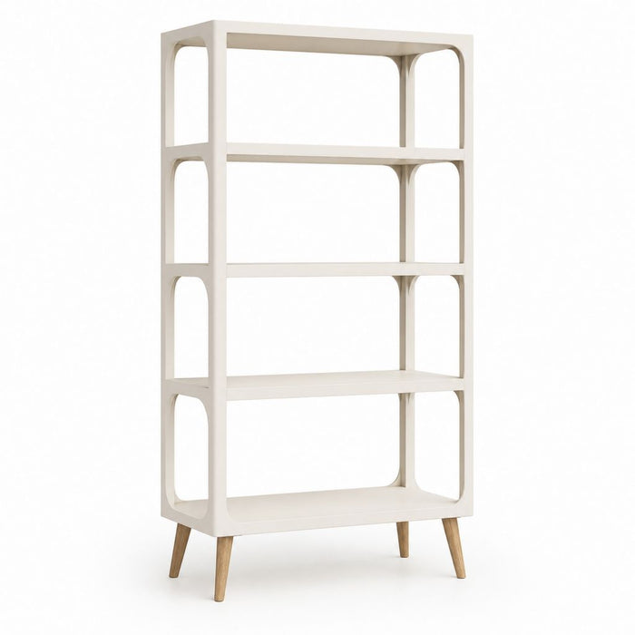 Libreria a 4 ripiani bianca in MDF rettangolare 80 x 35 x 180 cm