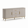 Credenza da sala da pranzo grigio tortora in MDF rettangolare 160 x 40 x 80 cm con 2 ante e 3 cassetti