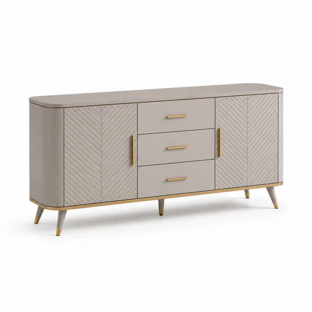 Credenza da sala da pranzo grigio tortora in MDF rettangolare 160 x 40 x 80 cm con 2 ante e 3 cassetti