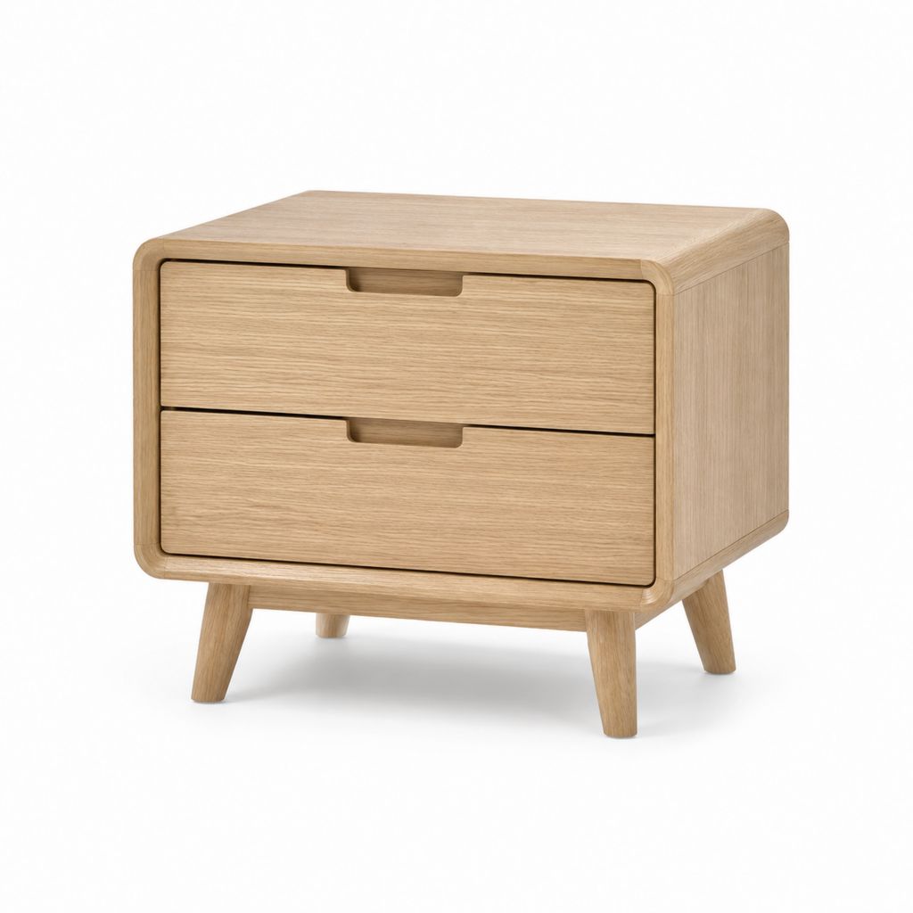 Comodino 2 cassetti rovere chiaro MDF impiallacciato rettangolare 50 x 40 x 50 cm