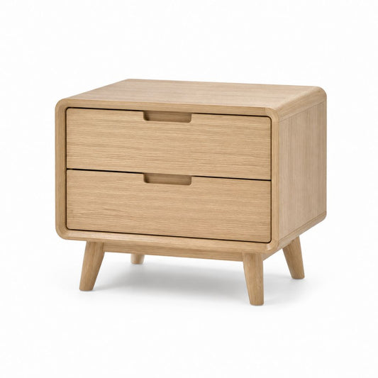 Comodino 2 cassetti rovere chiaro MDF impiallacciato rettangolare 50 x 40 x 50 cm