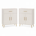 Set di 2 credenze da sala da pranzo bianco crema in MDF 80 x 40 x 100 cm