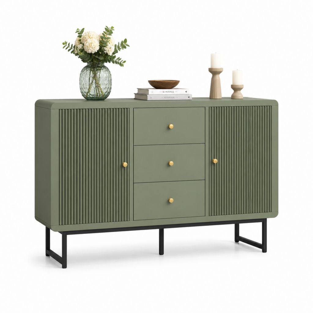 Credenza da sala da pranzo verde in MDF rettangolare 160 x 40 x 85 cm